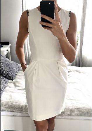 Aquascutum klassisches Weiß Pariser Kleid ärmelloses gerades