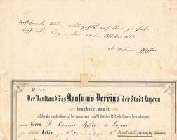 Kasimir Pfyffer von Altishofen Aktienfragment Autograph 1857