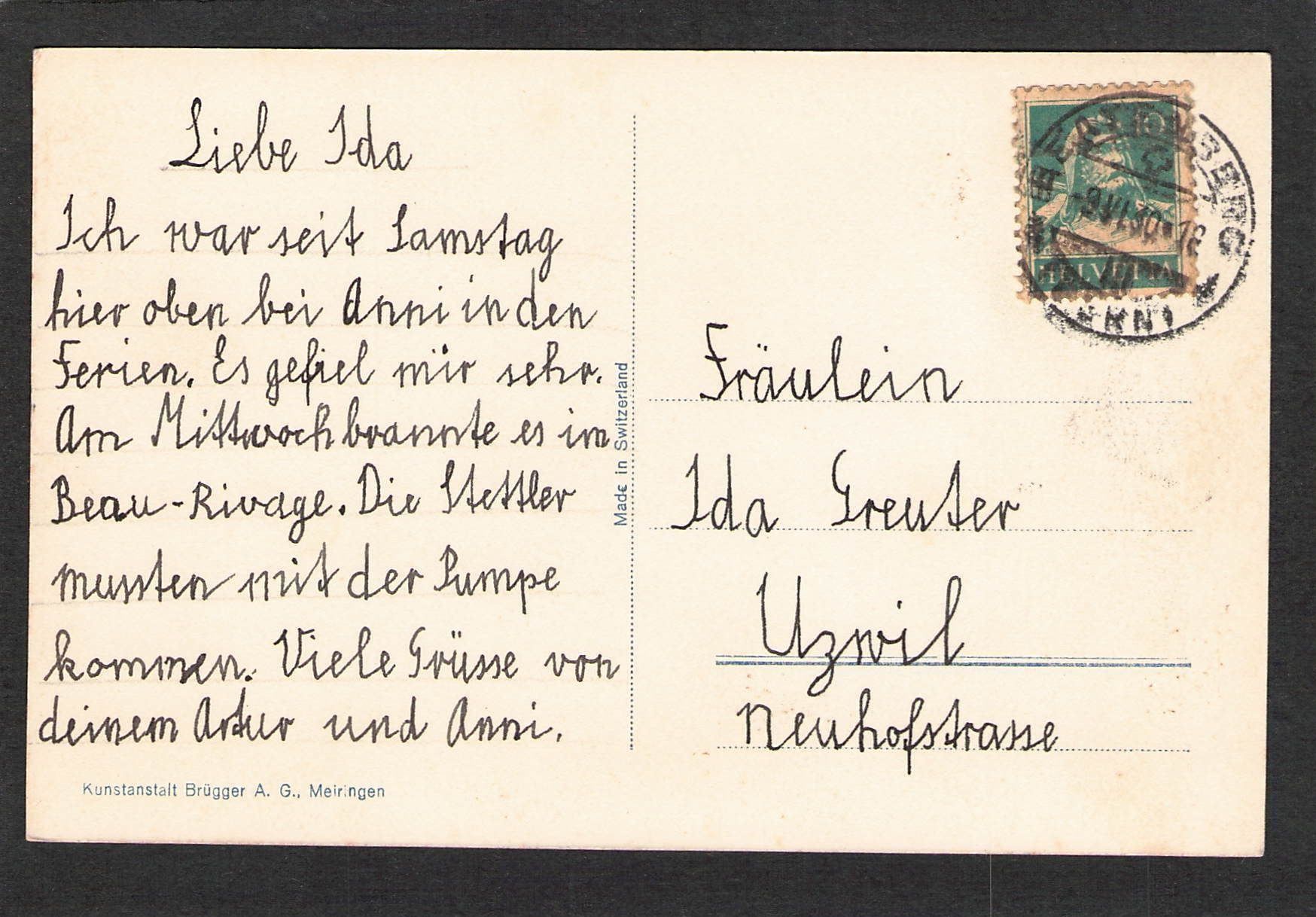 Cartoline postali: AK/BE Beatenberg Hotel National,1930 – Usato da Reichenburg venduto da Pipo-67 1