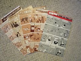 Une page de 5 albums différents de Tintin