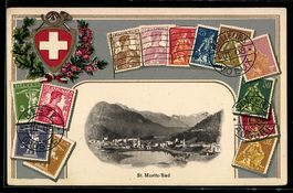 Präge-AK St. Moritz-Bad, Ortsansicht, B