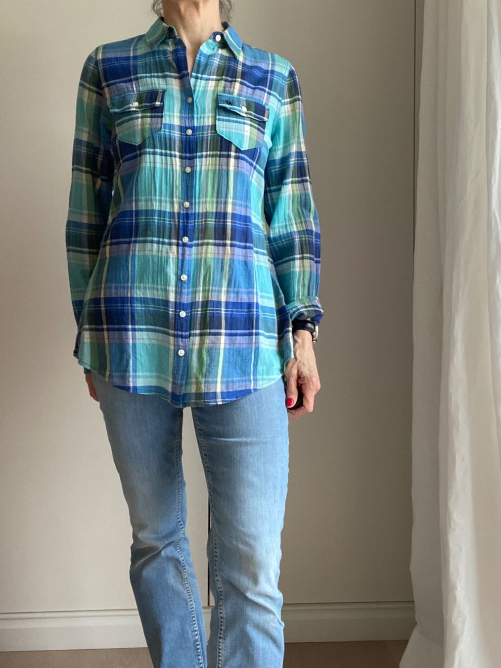 Abercrombie Camicette: Kariertes Hemd, türkis/blau – Nuovo (secondo la descrizione) da Oberrieden venduto da mar_8vmz 4