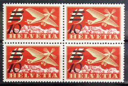 SUISSE 1935: Timbre aérien 10 sur 15 c , bloc de 4 , **