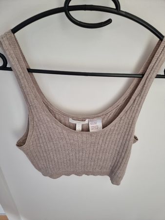 H&M Top Beige Gerippt
