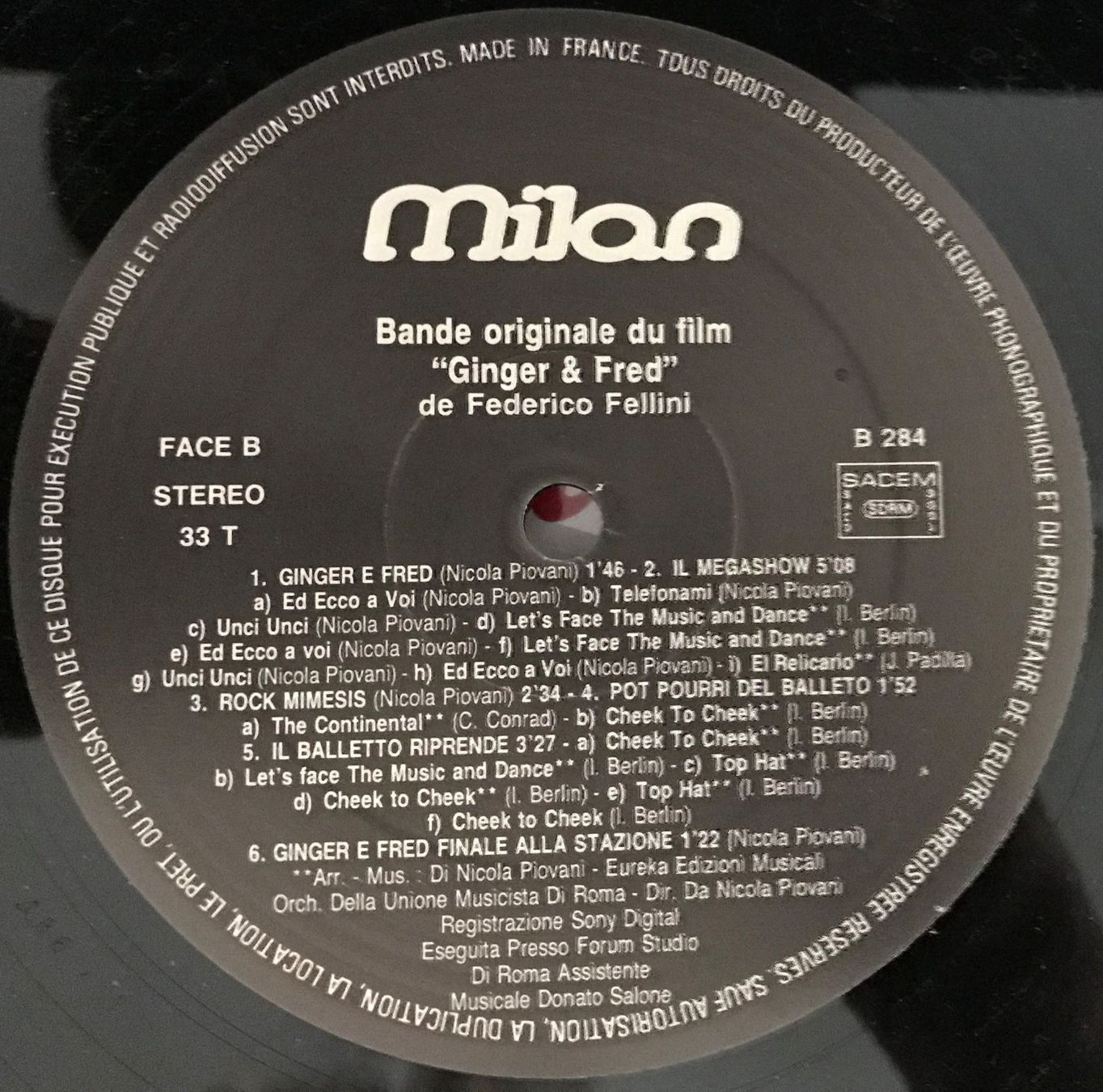 Schallplatten: B.O. DU FILM GINGER & FRED - 33 Tours – Gebraucht aus Bussigny von vinyl-pas-cher 3