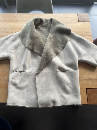 Lammfellmantel NOVÉ Gr. 42 echtes Leder grau Mouton