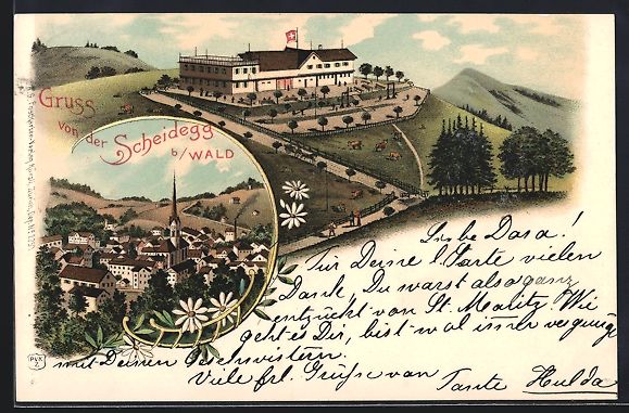 Cartoline postali: Litho Scheidegg b. Wald, Ortsansicht und – Usato da Berlin venduto da bartko-reher
