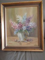 beau tableau encadré, huile sur toile, signé