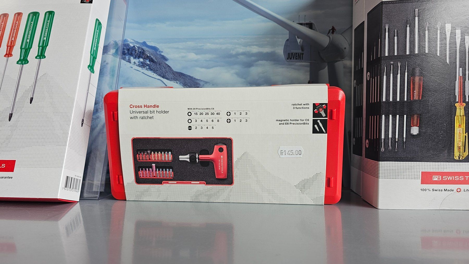 PB Swiss Tools Tutti gli attrezzi: PB Swiss Tools Bithalterset mit Quergriff in ToolBox PB 1255 – Nuovo e nell'imballaggio originale da Koppigen venduto da Bracher_Mail-House