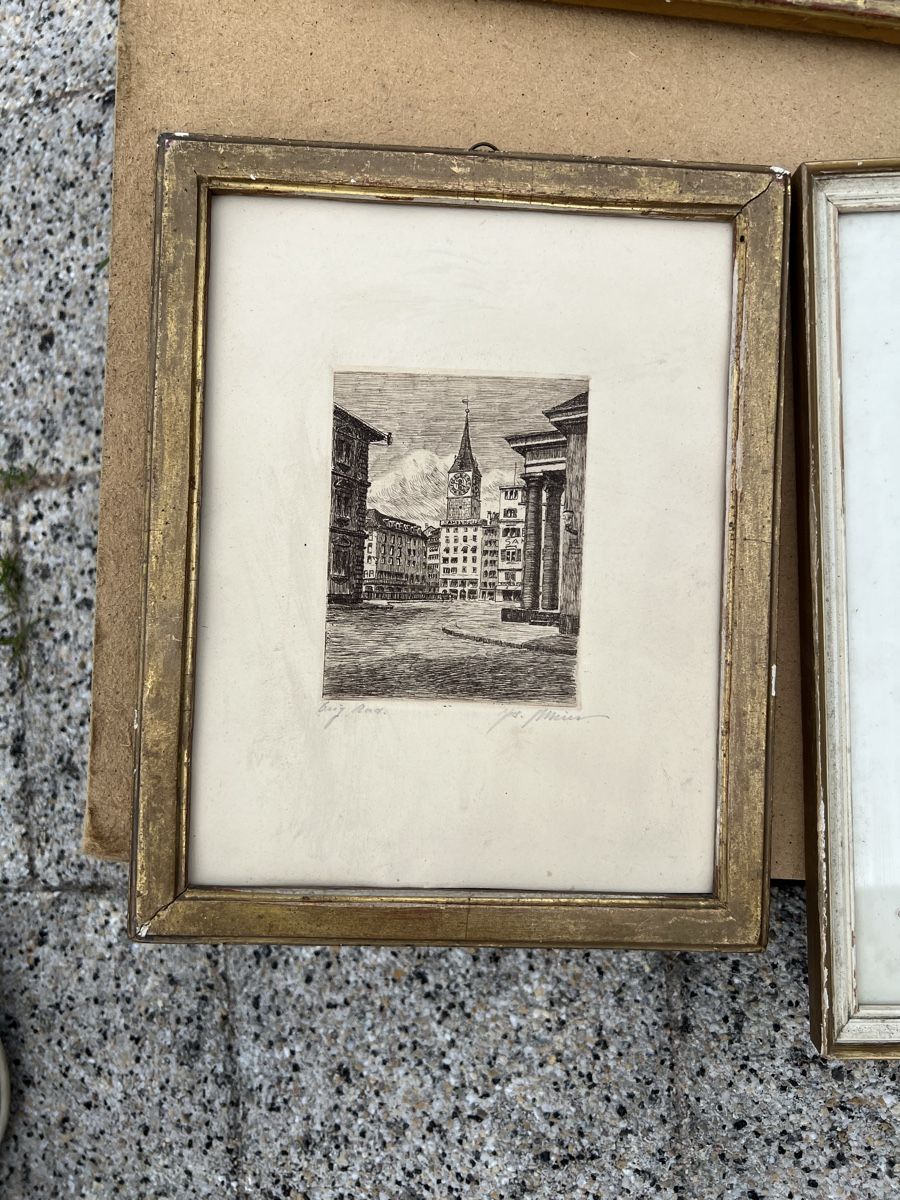 Posters & Illustrations: 2 Bilder antik Zürich st. Peter – D'occasion à Dittingen par Bellevista
