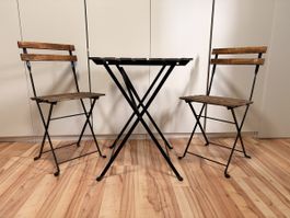 Bistro Set Holztisch und 2 Stühle Klappbar gebrauchter Zusta