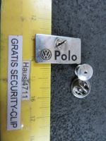 VW POLO AUTO PIN GLASIERT MIT SECURITY-CLIP VINTAGE