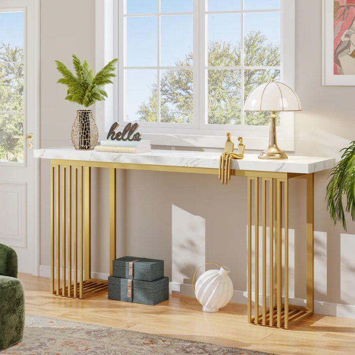 Tavoli: Konsolentisch 160cm Gold Marmor modern – Nuovo e nell'imballaggio originale da Gretzenbach venduto da Genfi-Shop 3