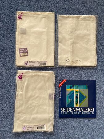 3 Seidenschals 45 x 180 cm und 45 x 140 cm nature  NEU