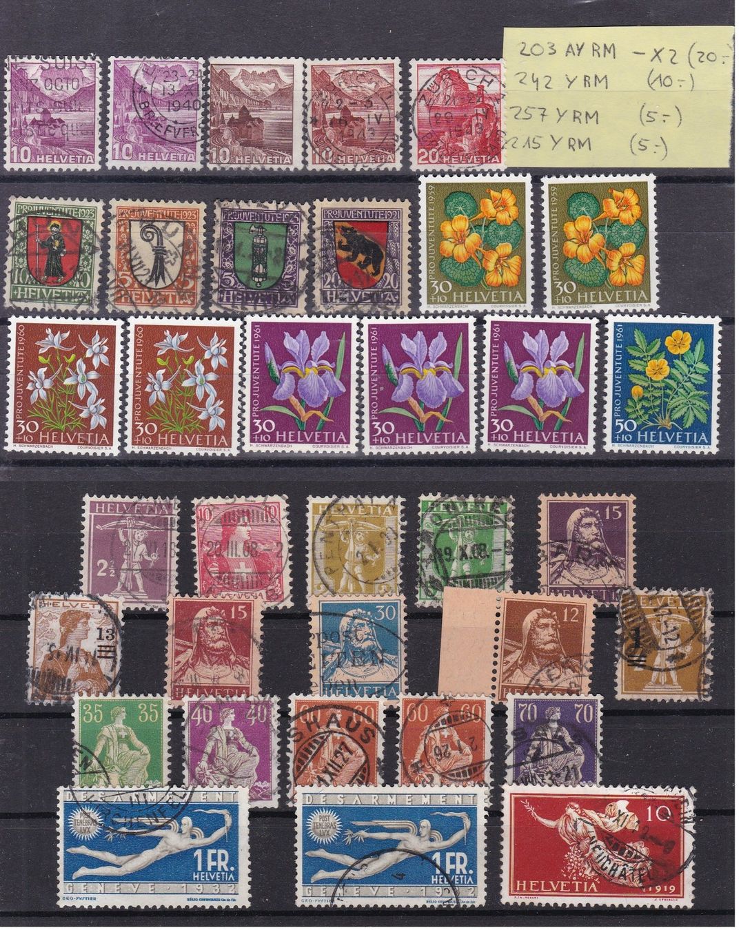 Alle Briefmarken: 12 Stk. CH Briefmarken-Steckkarten, bunt gemischt – Gebraucht aus Münchwilen AG von Nesar