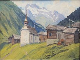 Andor Kovasits, Gemälde Dorf in den Alpen 1927