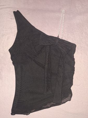 Top asymétrique noir, taille XS