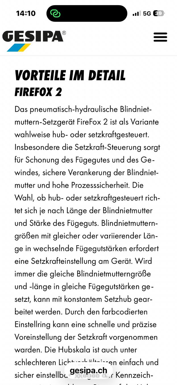 Gesipa Tutti gli attrezzi: Blindnietmutter-Setzgerät Gesipa FireFox 2 neuwertig – Usato da Wangs venduto da Matchless47 6