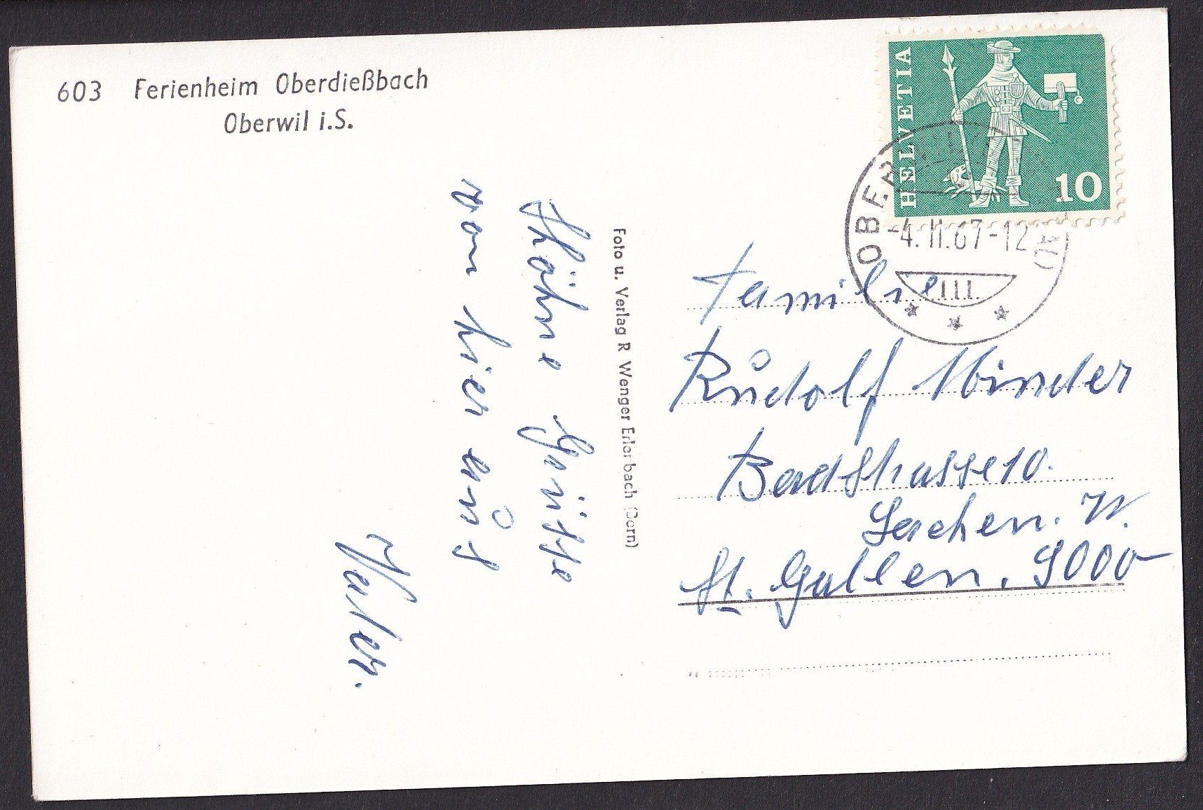 Cartoline postali: Oberwil i. S. Ferienheim Oberdiessbach – Usato da Olten venduto da clotaldi 1