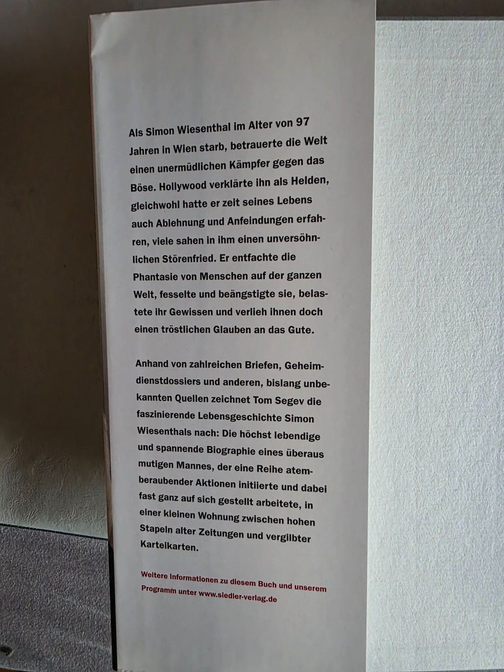 Libri: Tom Segev - Simon Wiesenthal - Eine Biographie - 2010 – Usato da Walterswil BE venduto da Lonitti 9