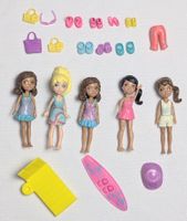5x Polly Pocket Modepuppen - Strand Zubehör & Kleidung 