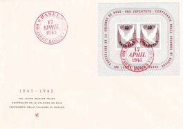 1945, Basler-Block Nr. W23, auf Blanco-Brief mit Sonderstpl.