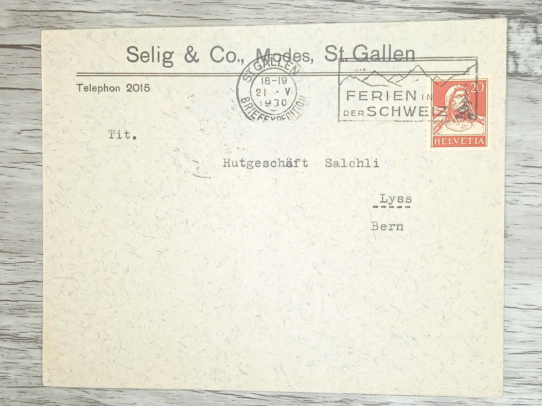 Tutti i francobolli: TR20 Enveloppe + Timbre Suisse 1930 – Usato da Cousset venduto da Patrick_Collections