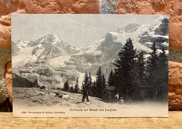 1907 - METTLENALP mit Mönch & Jungfrau - belebt - Napf