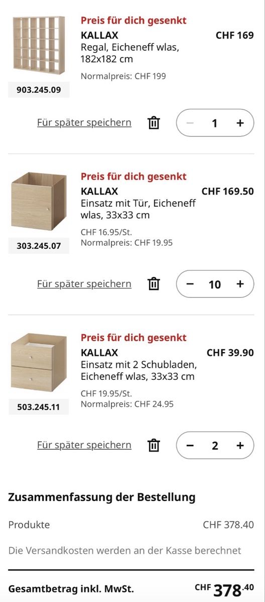 Scaffali: IKEA KALLAX Regal Eicheneffekt 182x182 cm mit Einsätzen – Usato da Hombrechtikon venduto da str_lm8z 1