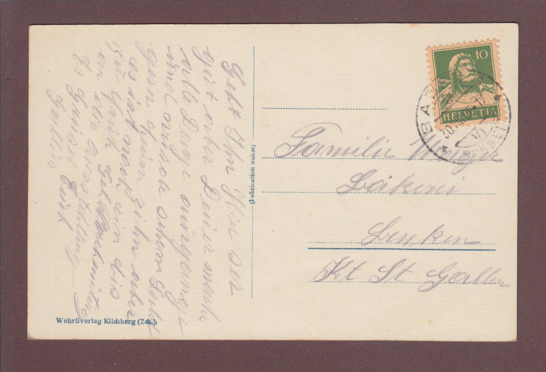 Cartoline postali: BADEN - Luftaufnahme - 1925 – Usato da Pully venduto da nicecards 1