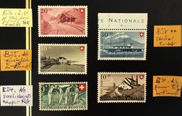 Kleines Abarten-Lot mit Pro Patria-Werten, 40er Jahre