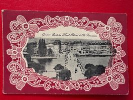Prägedruck - Genève - Pont du Mont-Blanc et Ile Rousseau