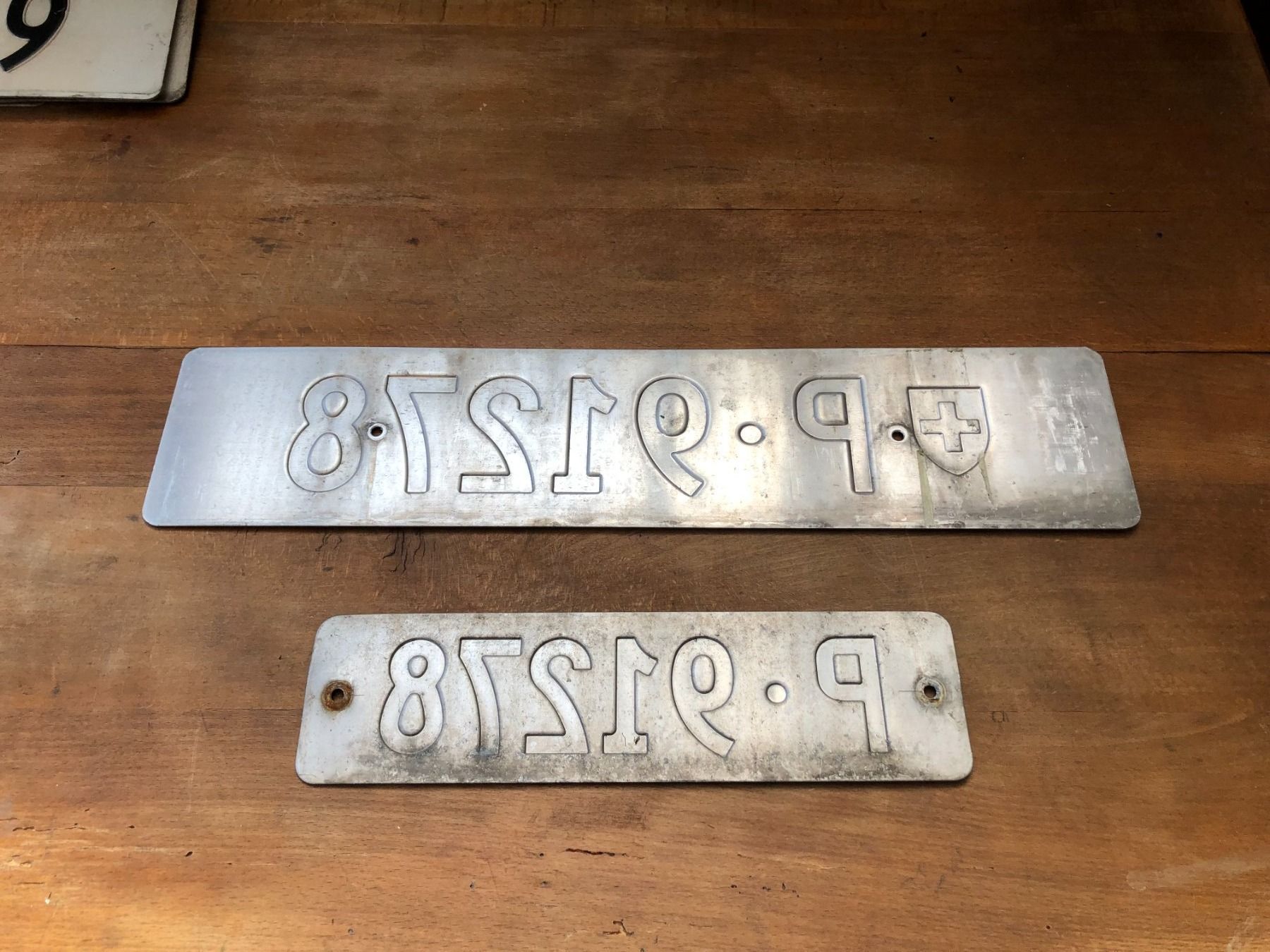 Schilder: 2x Nummernschild Post PTT 91278 ausrangiert – Gebraucht aus Küttigen von Melisch1000 1