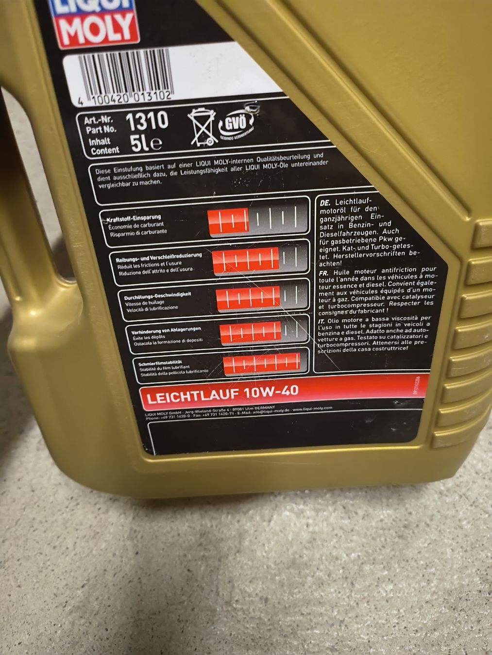 Liqui Moly Oli & Additivi: Ligui moly 10w 40 Motor öl – Nuovo e nell'imballaggio originale da Basel venduto da sinenn 2