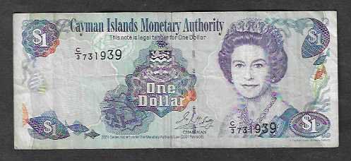 Banconote: Cayman  Islands  1  Dollar  2001  Gebraucht – Usato da Gordola venduto da coinsandnotes