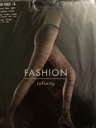 Fashion Infinity Damen Strumpfhose Gr. L, schwarz gestreift