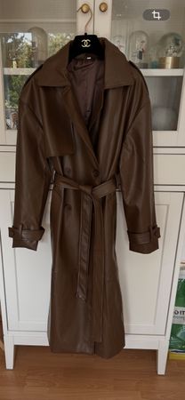 Trenchcoat Kunstleder braun mit Gürtel sehr guter Zustand