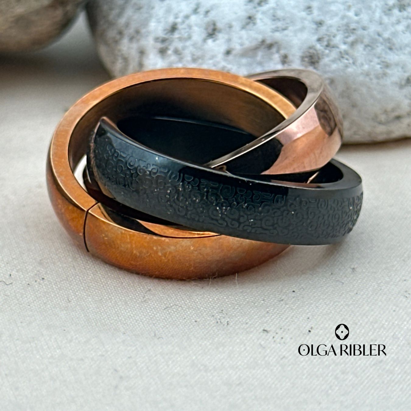 Olga Ribler Ringe: Edelstahl 3 in 1 Ring 3color Ringgrösse 60 – Neu (gemäss Beschreibung) aus Luzern von Schmuckoutlet 5