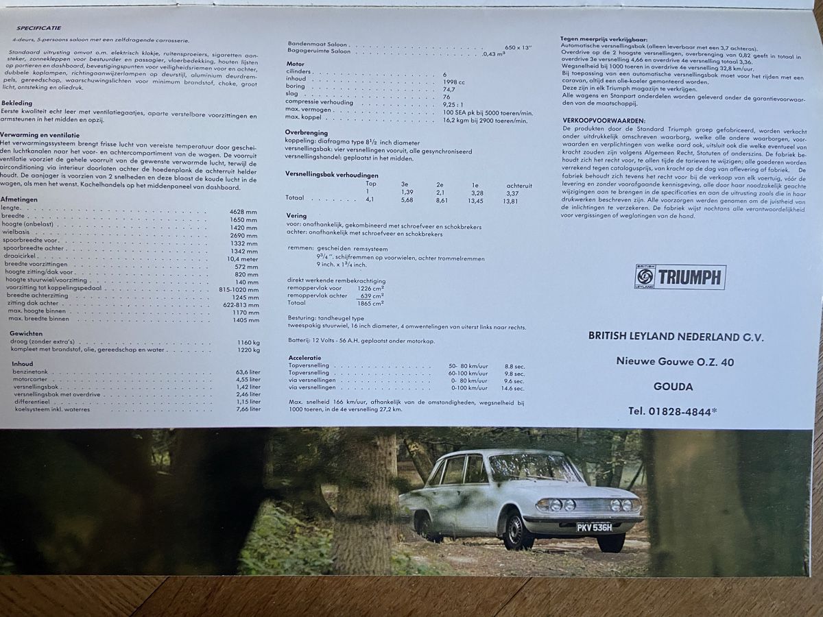 Triumph Dokumente: Triumph 2000 MK2 Prospekt ca 1970 1971 brochure holländisch – Gebraucht aus Langenthal von Andreasdavidk 7