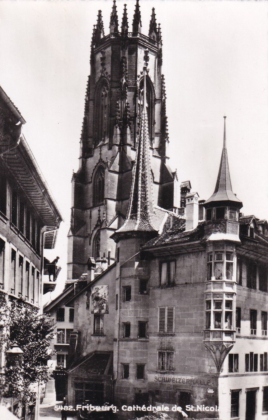 Cartoline postali: Fribourg cathédrale de St. Nicolas  1956 – Usato da Cormoret venduto da Pascalll2001