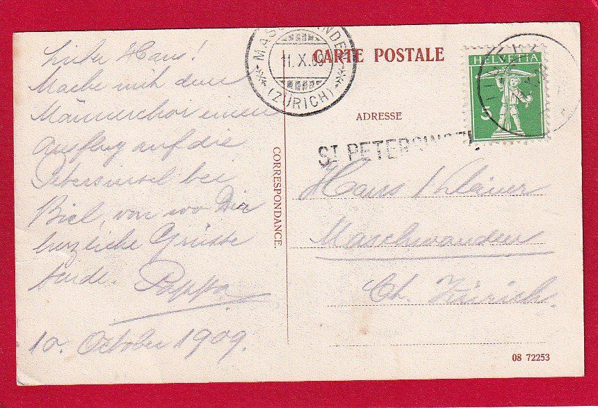 Cartoline postali: ST. PETERSINSEL BIELERSEE – Usato da Grüningen venduto da Kartensammler 1