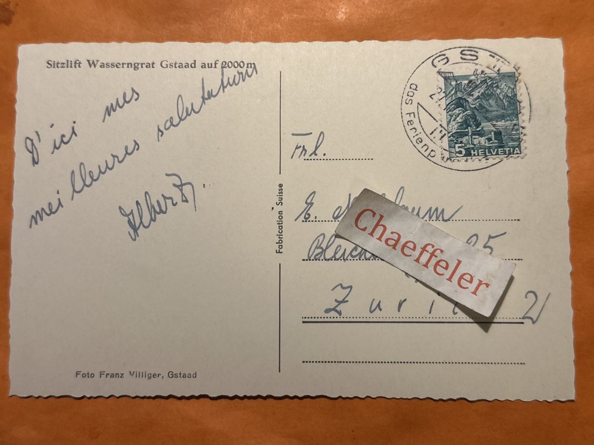 Cartoline postali: Skilift Wassergrat.  Gstaad – Usato da Zürich venduto da Chaeffeler 1