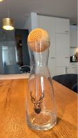 Karaffe Glas mit Hirschmotiv und Holzdeckel