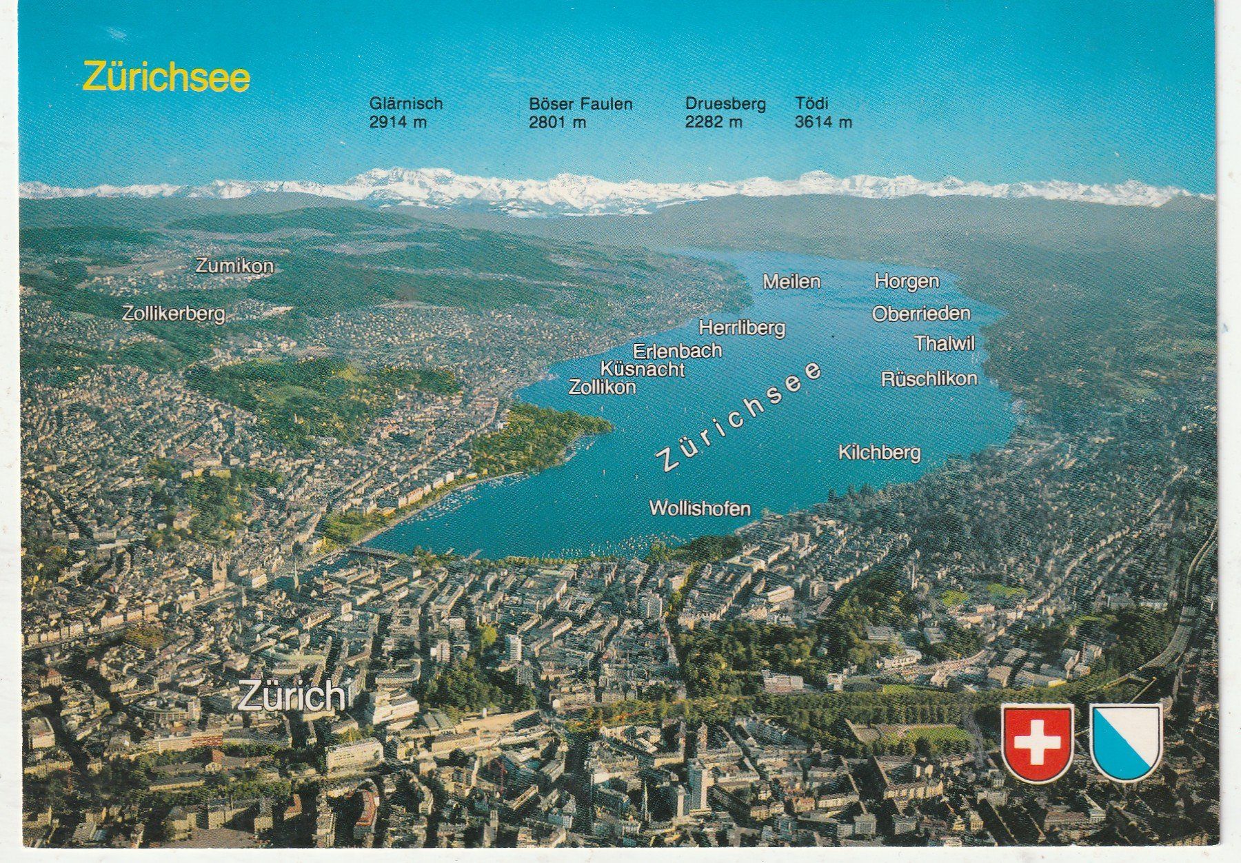 Cartoline postali: Zürich  Flugaufnahme – Usato da Lumbrein venduto da made02