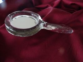 Handspiegel rund mit Griff, Glas massiv