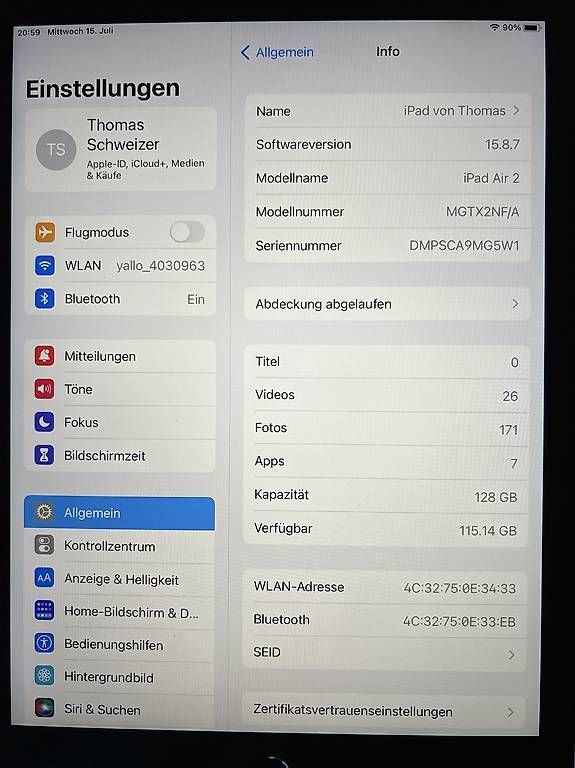 Apple Tablet PC: iPad Air 2  128 GB – Usato da Burgdorf venduto da thomasschweizer 4