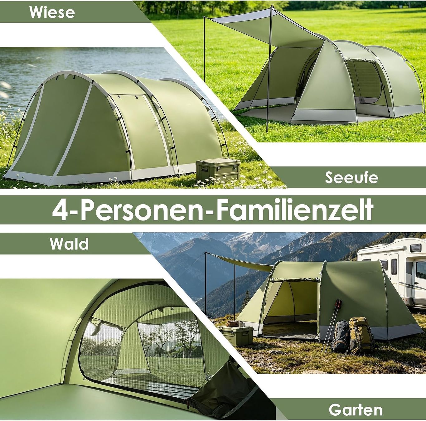 solarlampe zelt Solar Campinglaterne, Quntis IPX6 LED Solar Campinglicht Solar/Type-C Family Tents KRAFT&DELE | Kochplatte für Color:360X360X220CM  A