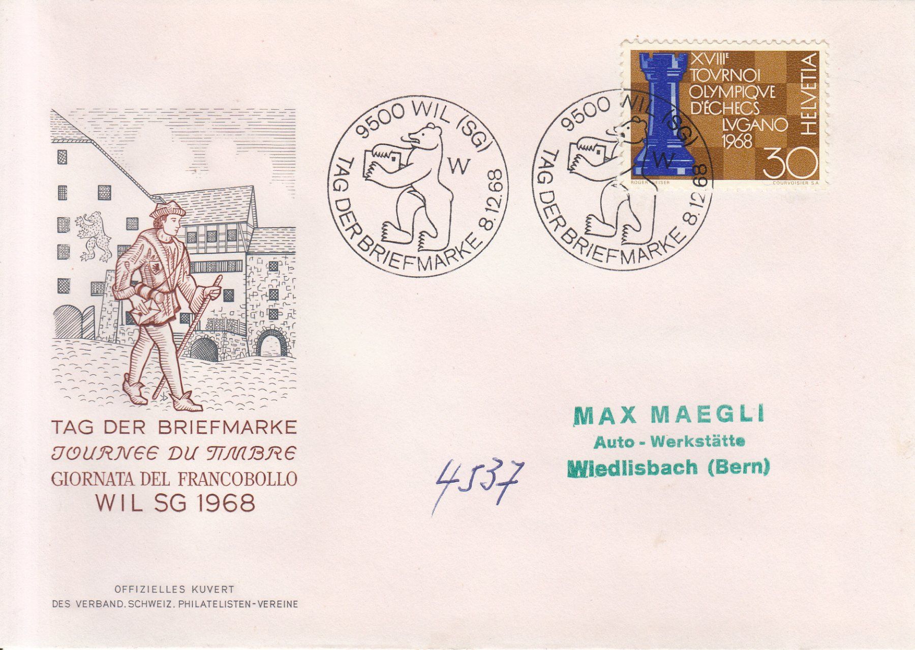 Alle Briefmarken: TdB 1968 Wil, Brief mit SST S. 690 1968 – Gebraucht aus Bürglen TG von StampGraf