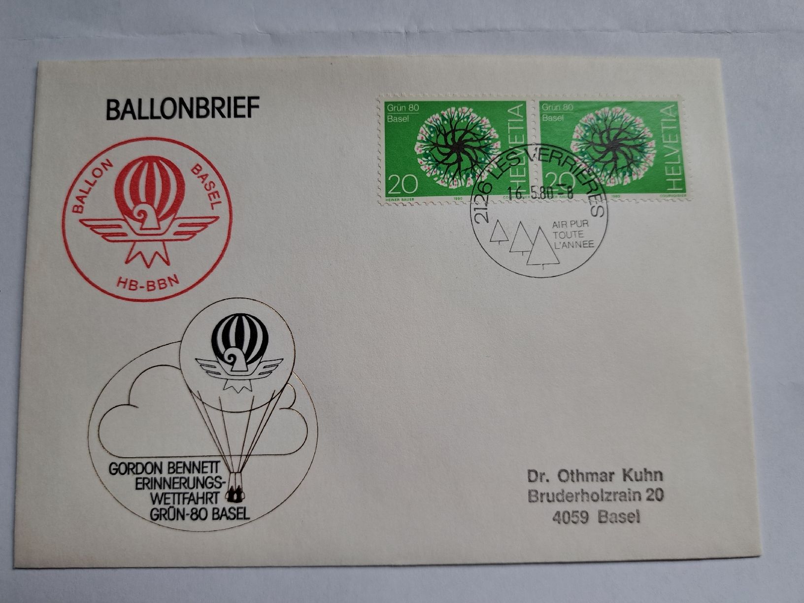 Buste & buste per spedizione: 2 Briefe Ballonpost Schweiz – Usato da Bellikon venduto da cebas23 3