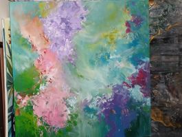 Abstraktes Bild auf Leinwand, Grösse 60x60, Floral Art